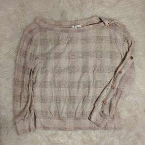 Maurices Beige Plaid Sweater with Button Accents